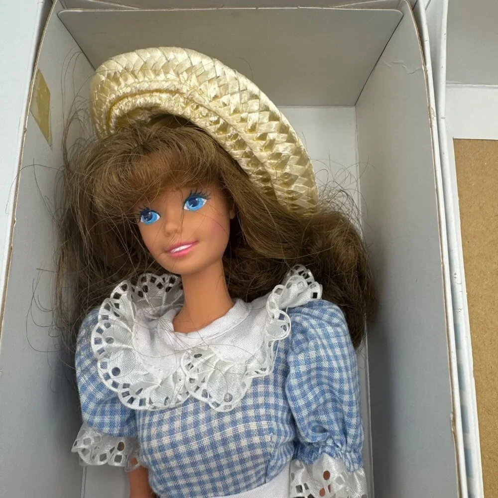 Little Debbie Barbie Collectors Edition Doll Blue Gingham Dress Mattel 1993 Box
